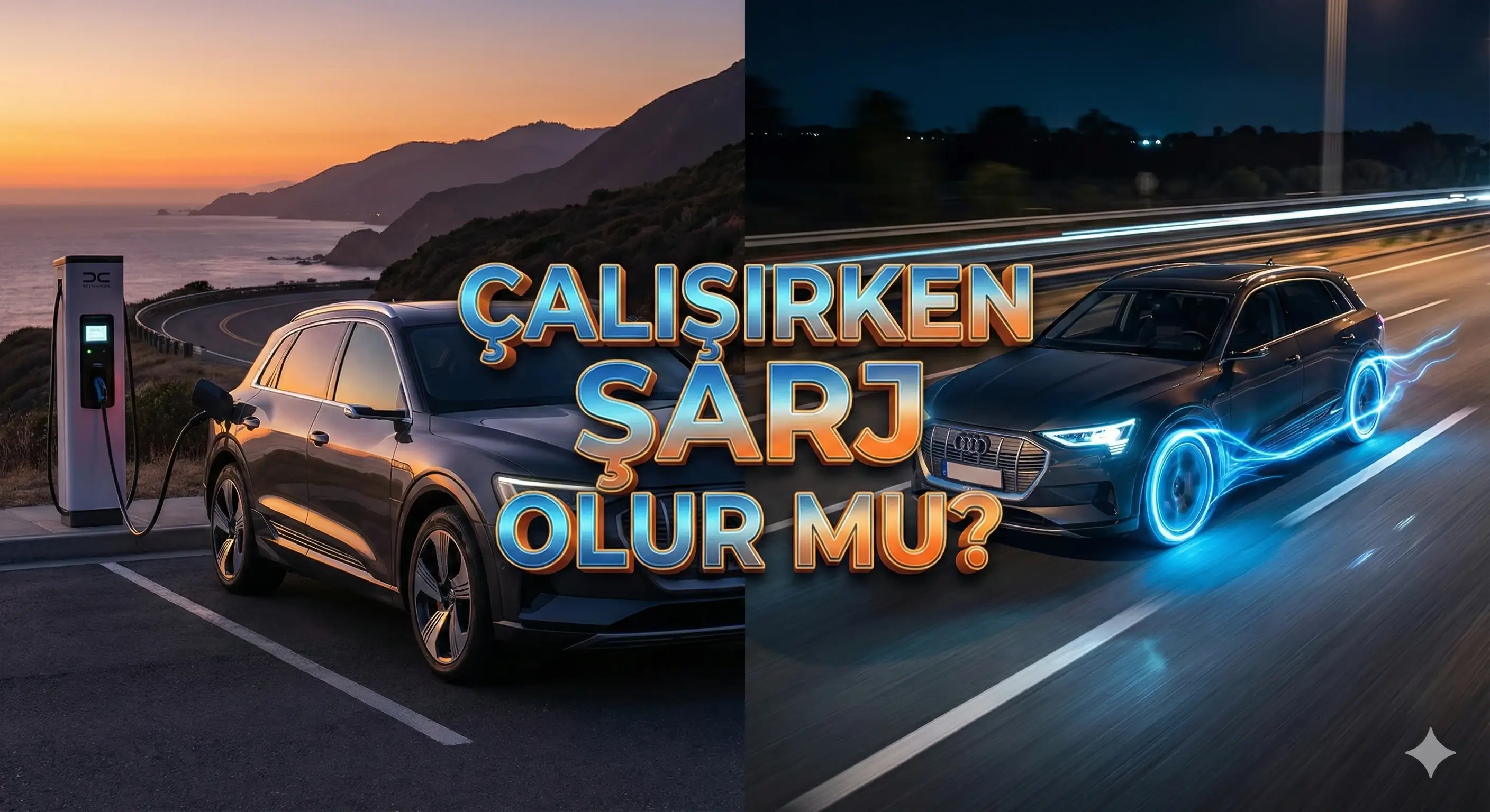 Elektrikli araba çalışırken şarj olur mu sorusuna cevap veren karşılaştırmalı kapak görseli