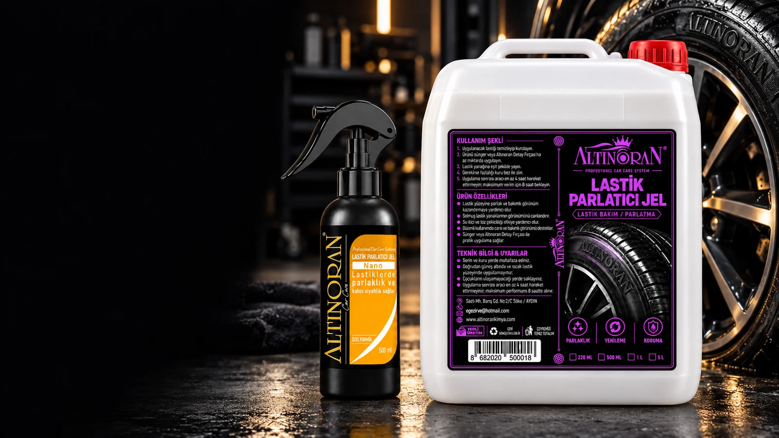 Altınoran Nano lastik parlatıcı ve lastik bakım jeli