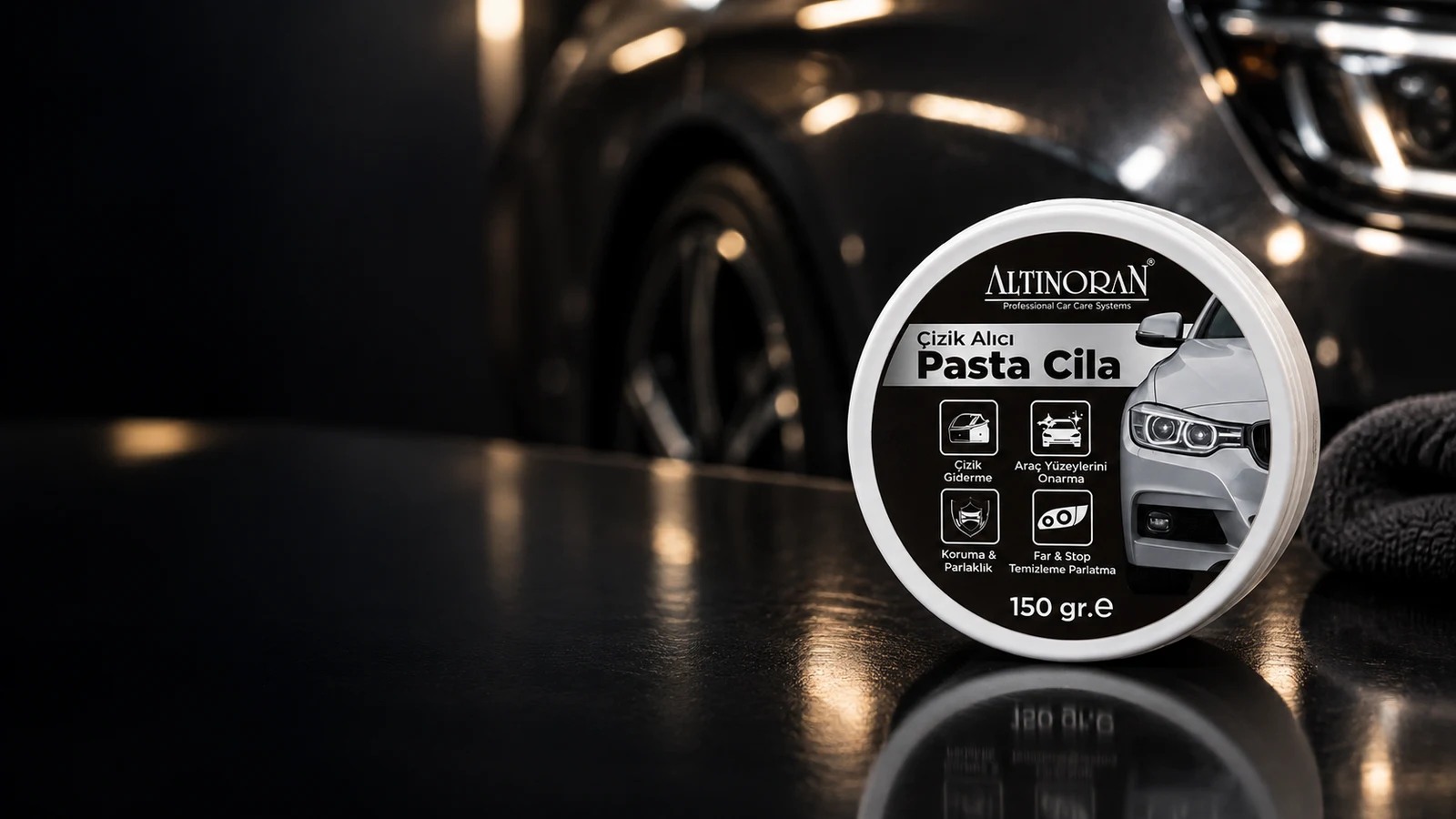 Altınoran 150 g çizik giderici pasta cila kavanozu.