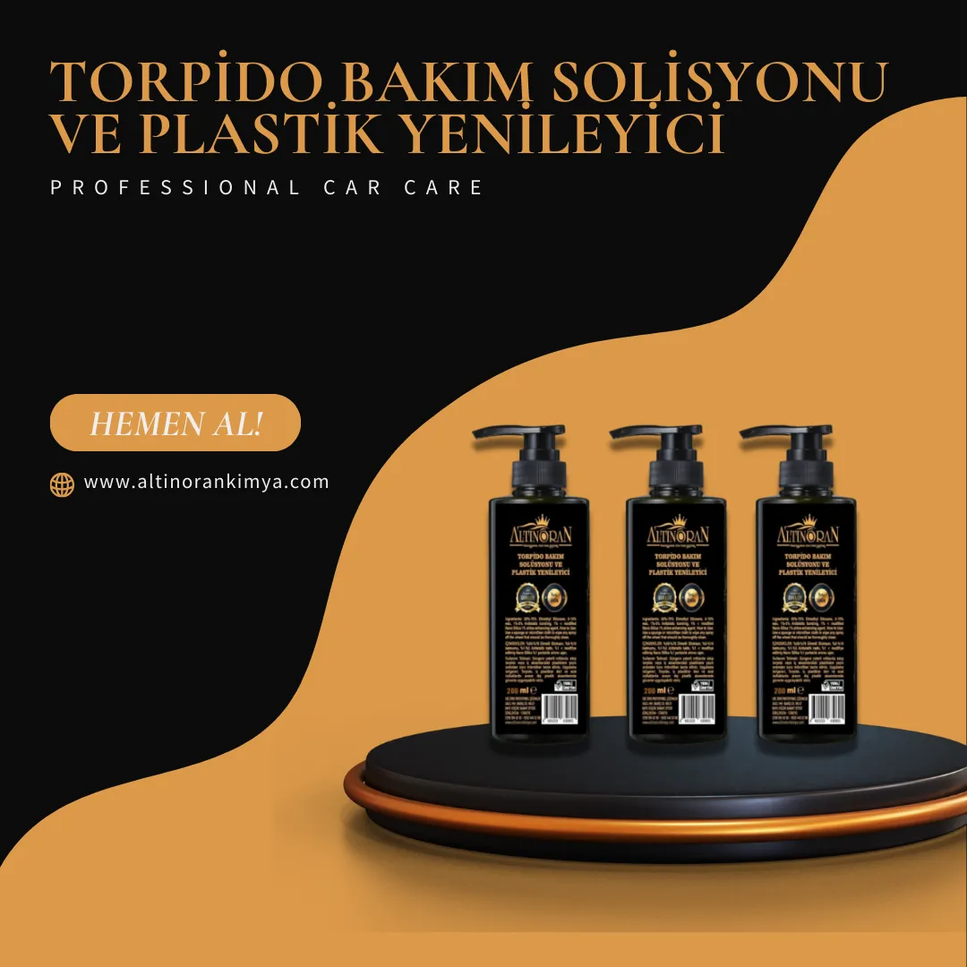 Torpido Bakım Solüsyonu ve Plastik Yenileyici Ürün Görseli - Altın Oran Kimya - Aracınızın İç Mekanını Yenileyen ve Parlatan Uzun Ömürlü Torpido Parlatıcı Ürün