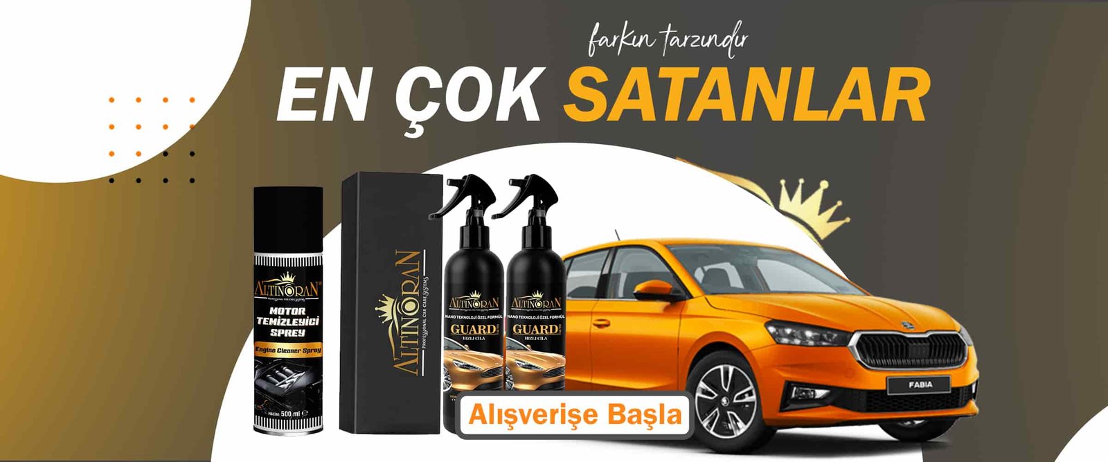 Altın Oran En Çok Satanlar: Motor Temizleyici Sprey, Guard Hızlı Cila, ve diğer ürünler, alışverişe başla butonu ile