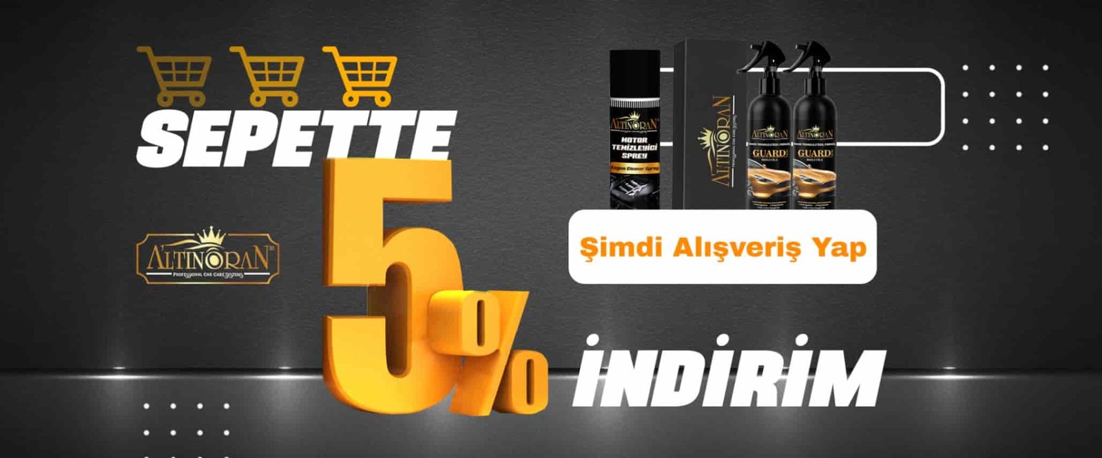 Altın Oran Sepette %5 İndirim: Motor Temizleyici Sprey ve Guard Hızlı Cila, şimdi alışveriş yap butonu ile