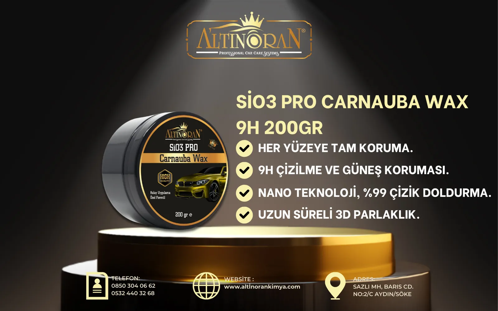 Altın Oran Sio3 Pro Carnauba Wax Ceramic Wax Krem Cila Ürün Detayı