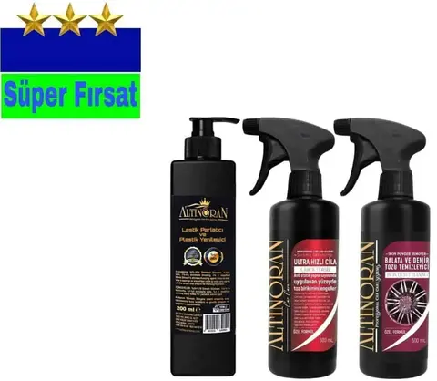 Lastik Parlatıcı ve Plastik restore edici + Ultra Hızlı Cila + Balata ve Demir Tozu Temizleyici