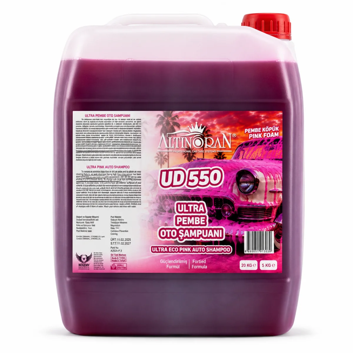 Altınoran UD550 Ultra Pembe Köpük Oto Şampuanı 5L