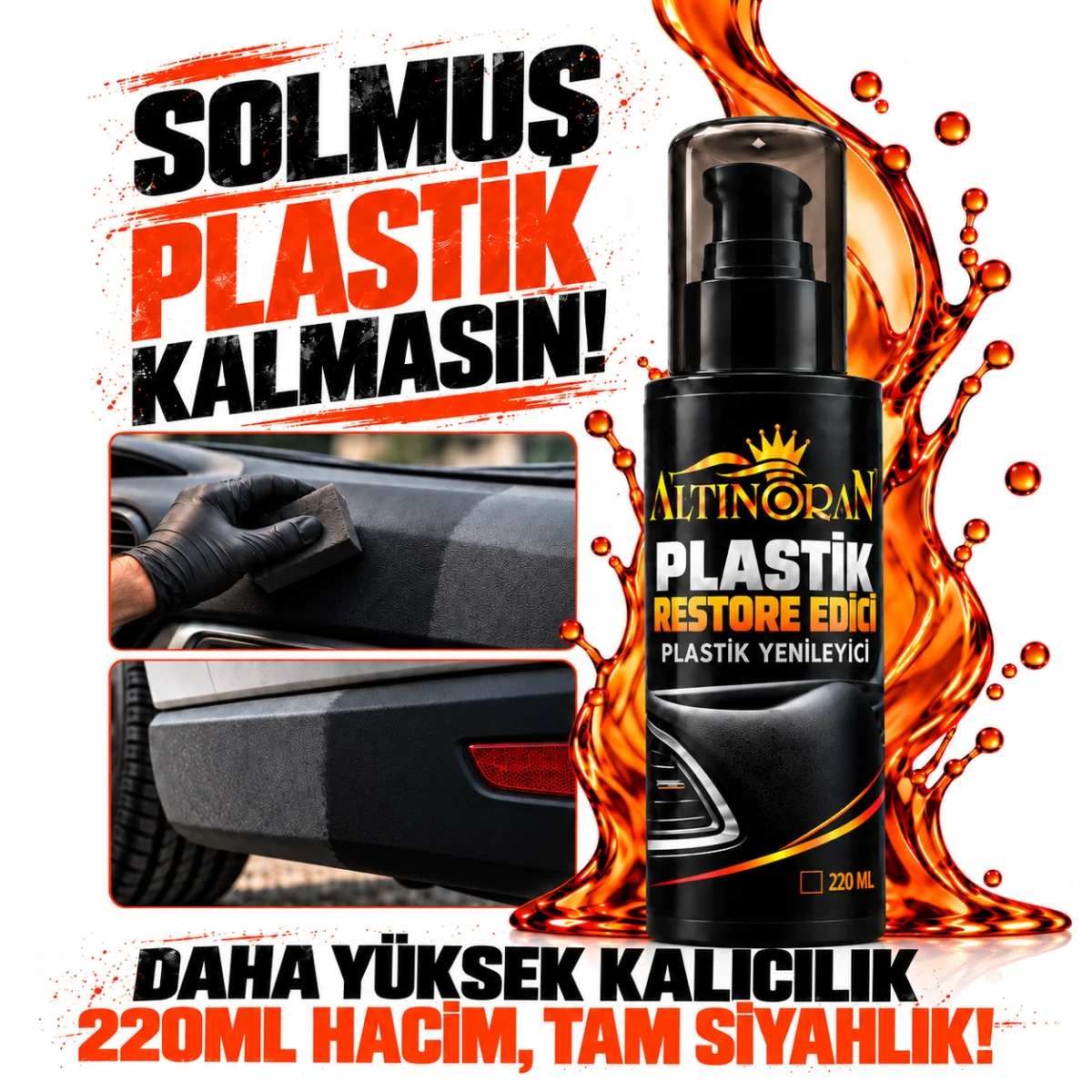 Oto Araba Tampon Dodik Plastik Yenileyici Parlatıcı - Yüksek Hacim Yüksek Kalıcılık 220ML