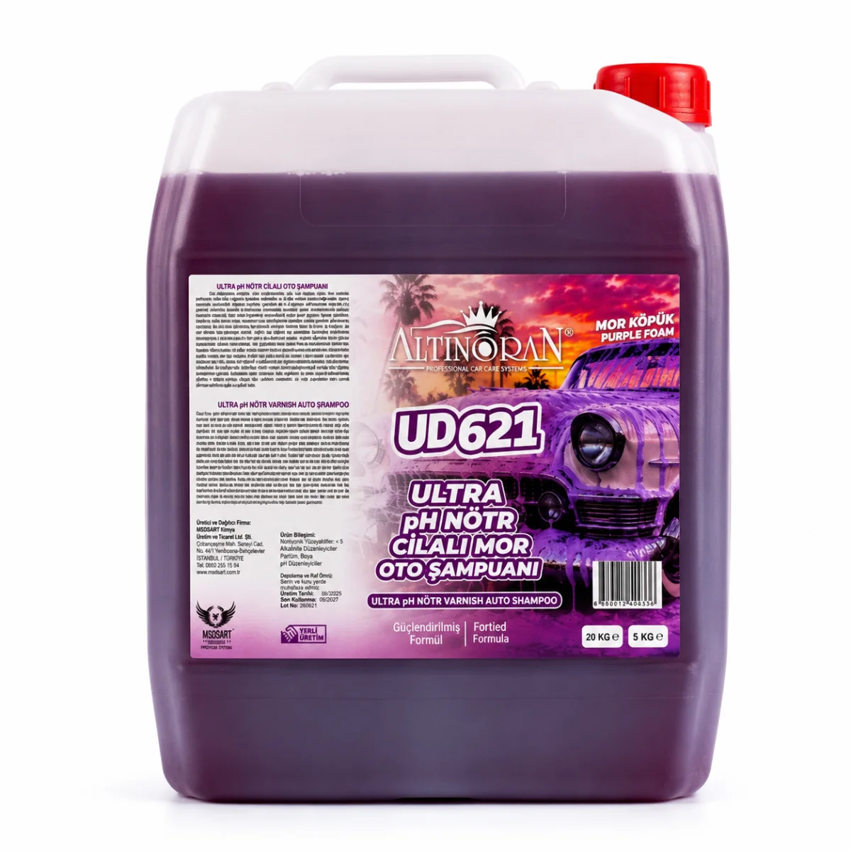 Altınoran UD621 Ultra pH Nötr Cilalı Mor Oto Şampuanı 5L