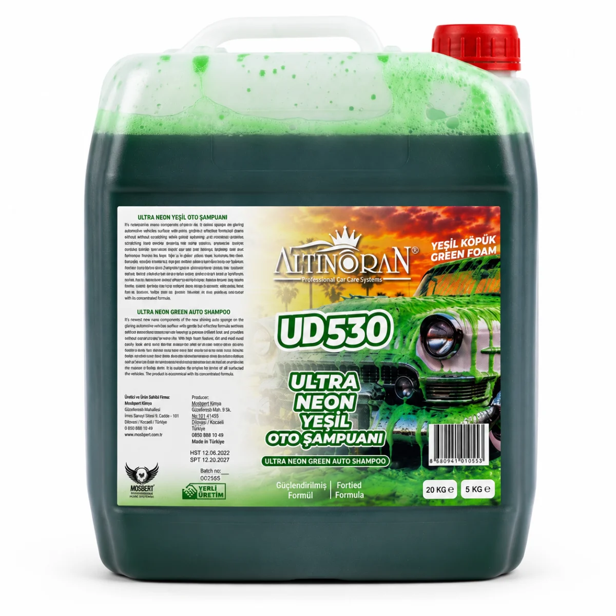 Altınoran UD530 Ultra Neon Yeşil Köpük Oto Şampuanı 5L